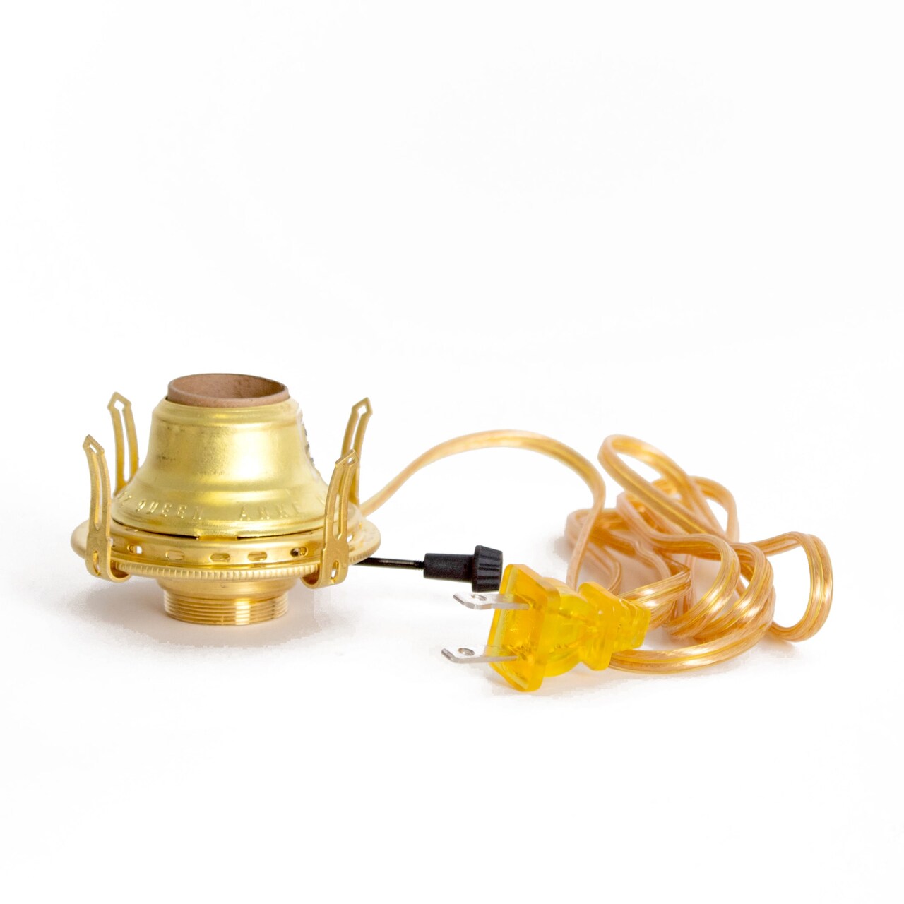 B & P Lamps Electric Burner Queen Anne Solid Brass #2 with 6 foot Gold Cord